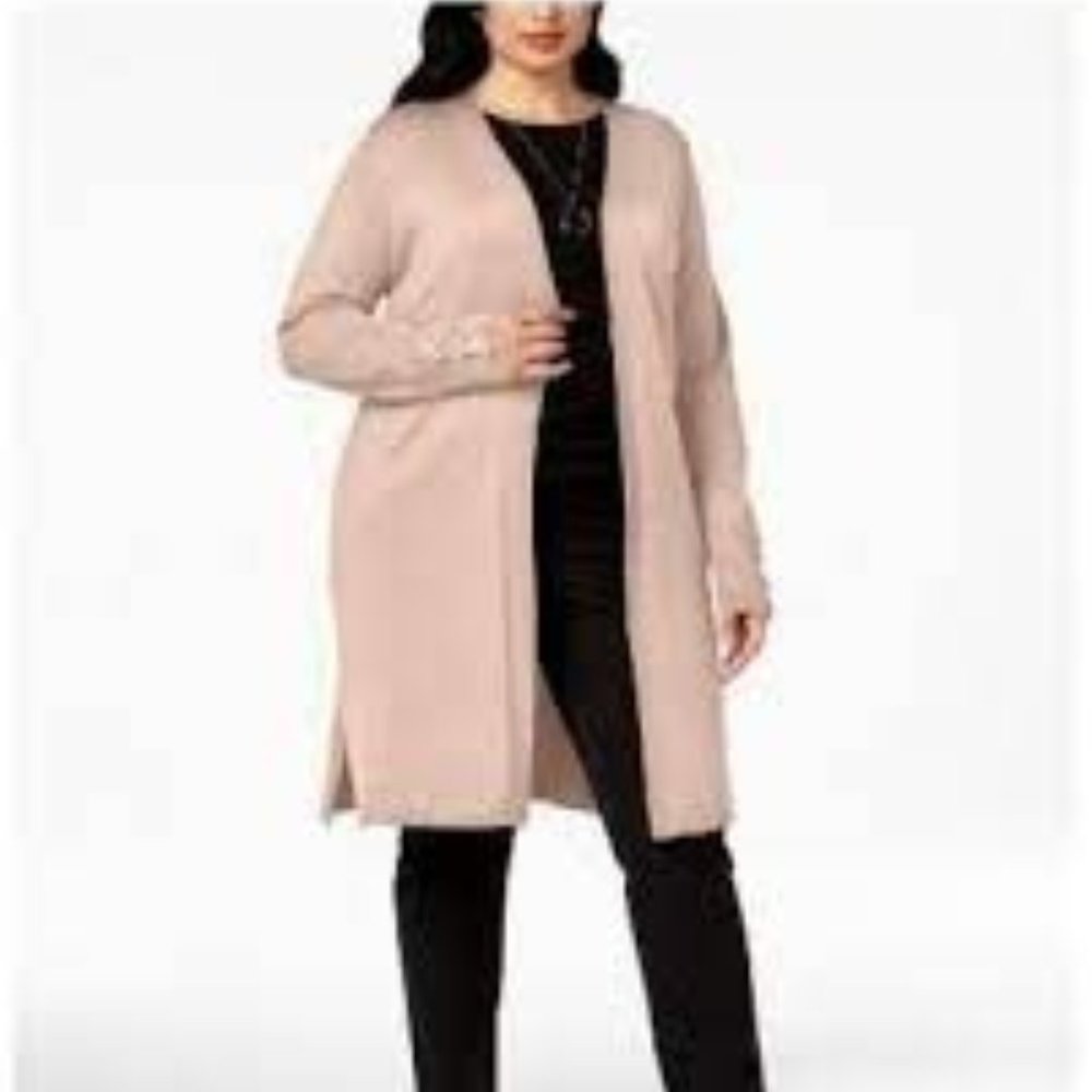 JM Collection Plus Size Lace-Up-Cuff Duster Polish